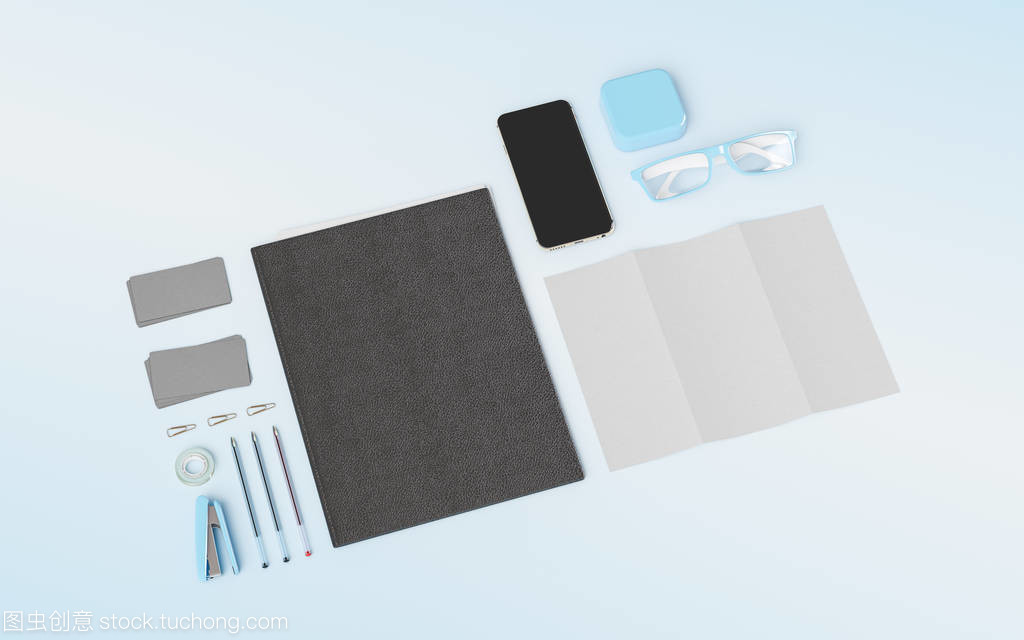 产品品牌样机模板。办公用品、 小玩意。3d 图