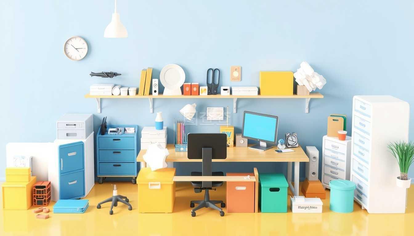 办公用品显示公司材料3D插图