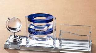 新款水晶办公用品定制笔筒水晶3件套可刻字刻logo_礼品、工艺品、饰品_世界工厂网中国产品信息库